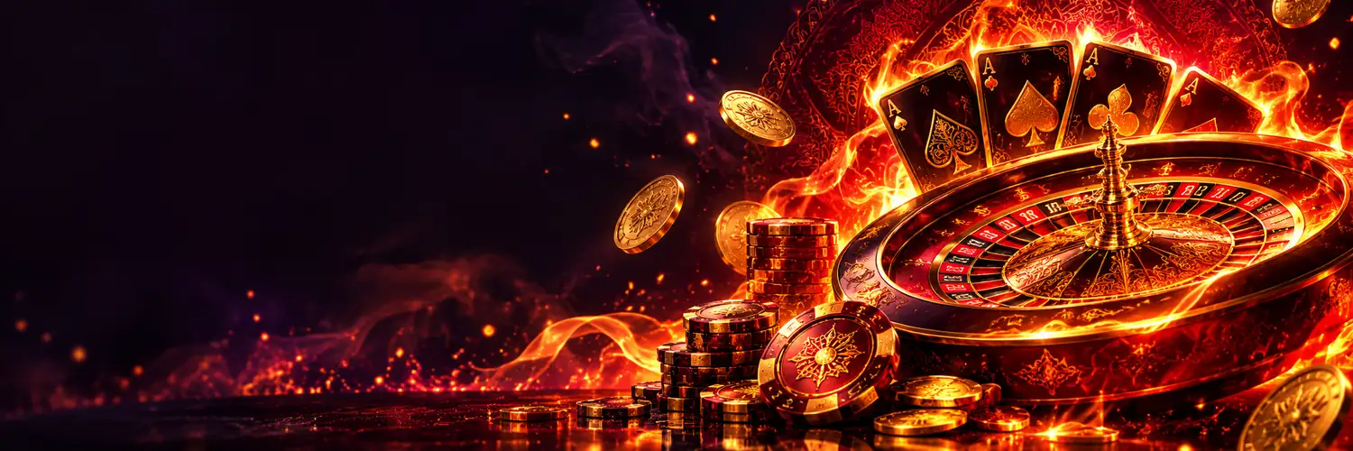 Fireball játékkínálat – kártyák és zsetonok lángokban, illusztráció
